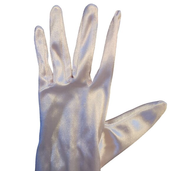 Light Pink Satin Opera Gloves Long Elbow-Length - Picture 4 of 8